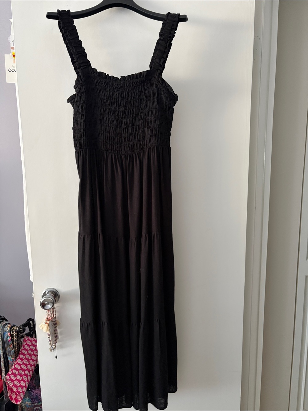 Copper Key Black Smocked Tiered Maxi Dress